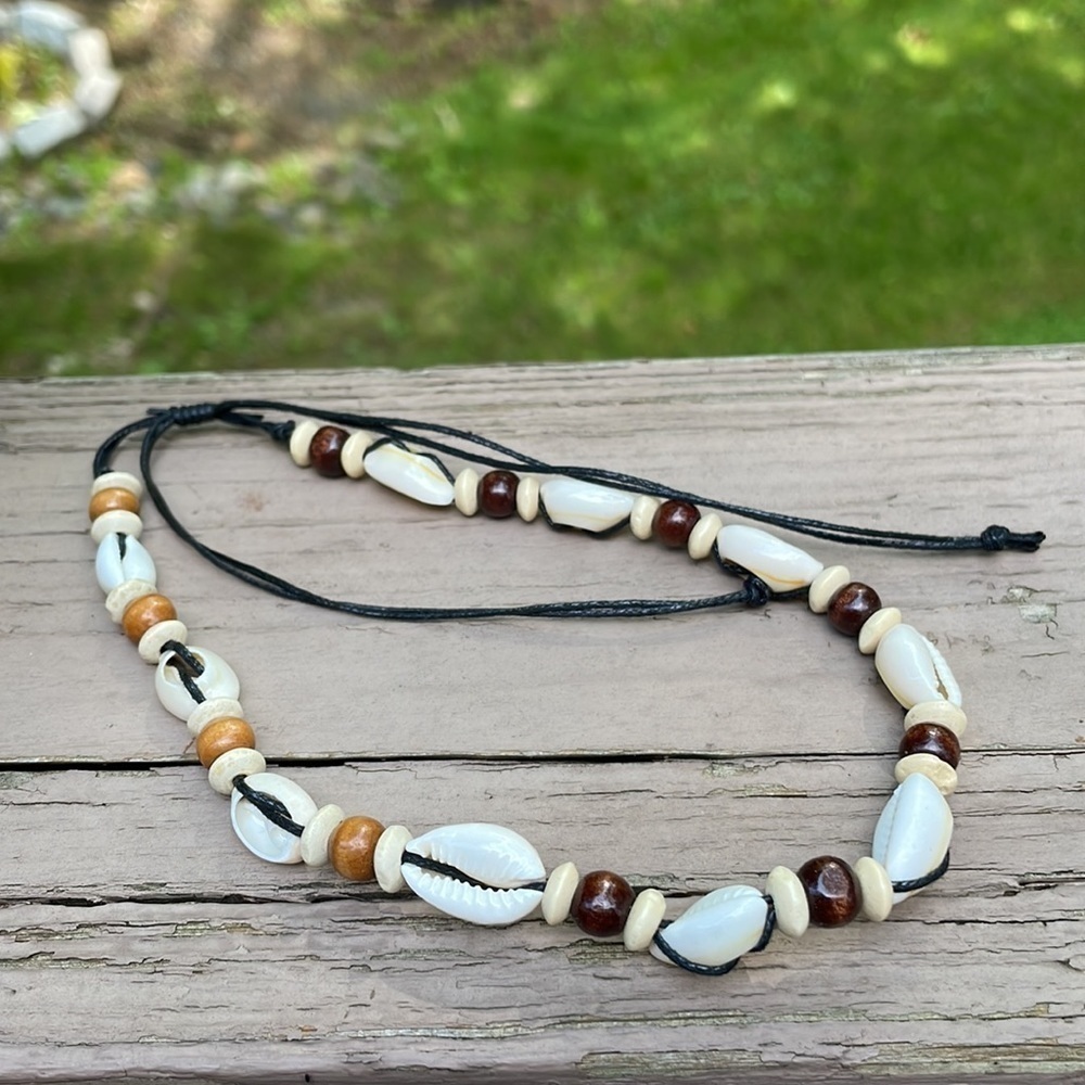 Boho Wooden Shell Beaded Necklace - Picture 7 of 14